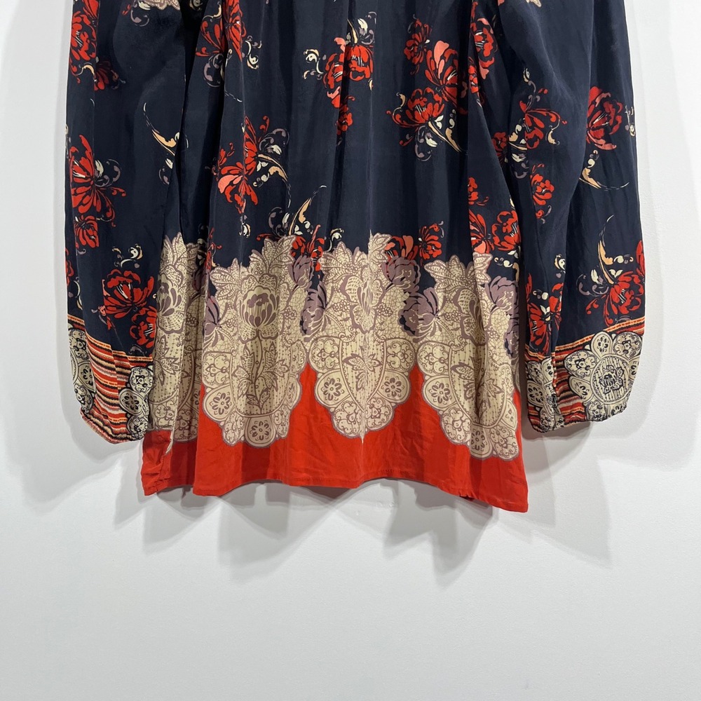 Meadow Rue Silk Floral Paisley Peasant Blouse Womens Large Artsy Old Money Boho - Picture 9 of 10